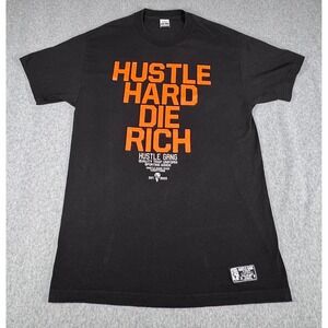 VTG Y2K Hustle Gang Men's XL T-Shirt Orange Baggy Die Rich TEE 100% COTTON